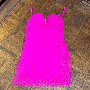 Victoria's Secret Vibrant Pink Lace Chemise